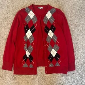 Red Argyle Women's Sweater